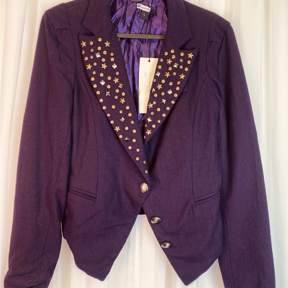 Vintage Gioia Studded Purple Blazer-Star & Stud Lapel